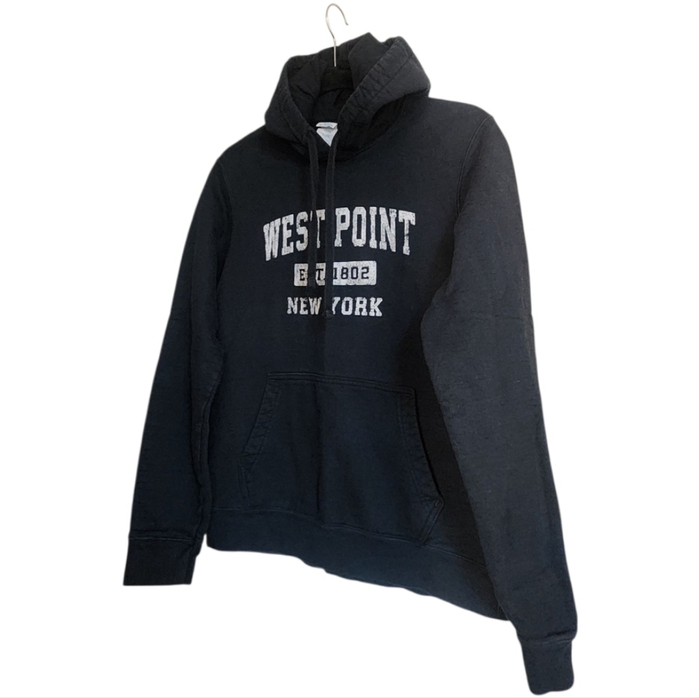 Port & Company West Point Hoodie  S Black Pullover Sweatshirt USA Military Y2k